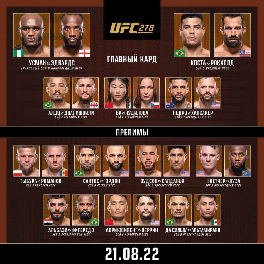 UFC 278 кард