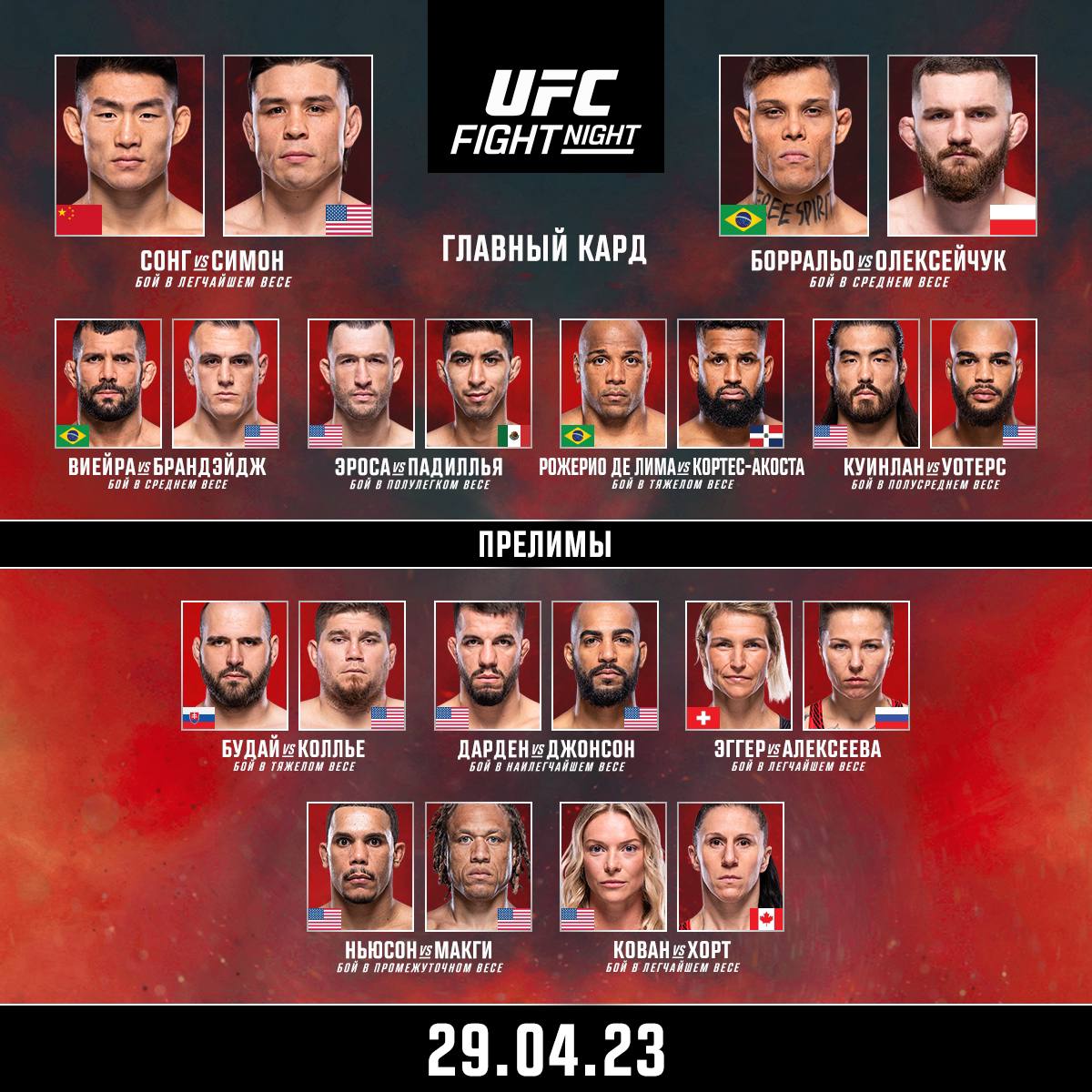 UFC Fight Night 223 кард