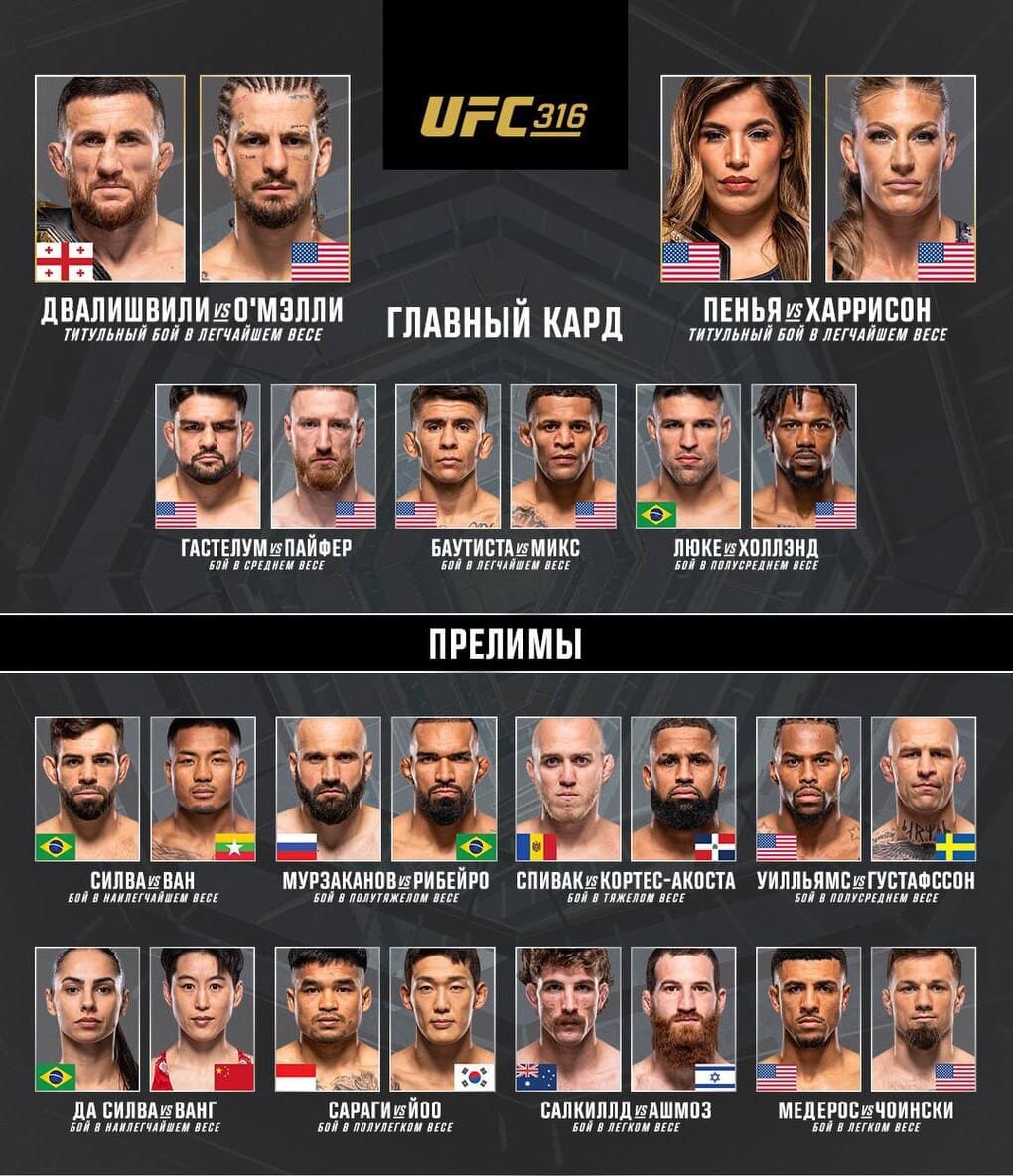 UFC 316 прямая трансляция